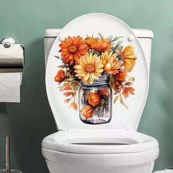 Декоративная наклейка на унитаз, самоклеящаяся, водонепроницаемая, легко очищается, бесследная, наклейка на крышку унитаза для ванной комнаты, наклейка с цветком Flower