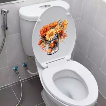 Декоративная наклейка на унитаз, самоклеящаяся, водонепроницаемая, легко отклеивающаяся, не оставляющая следов, наклейка на крышку унитаза в ванной комнате, цветок