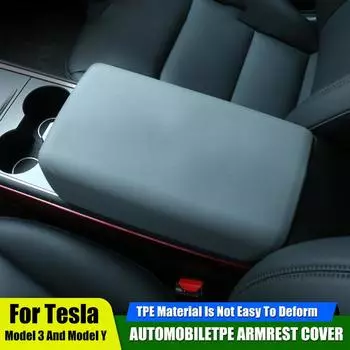 Декоративная наклейка TPE для автомобиля Tesla Model 3 Model Y Armrest Case Cover Anti Dirt Pad Car Interior Decoration Supplies белый