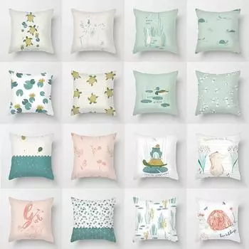 Декоративная наволочка для детской спальни с милыми птицами, наволочка с мультяшным животным, наволочка для дивана с принтом черепахи 40x40cm