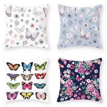 Декоративная наволочка с цветочным узором бабочки, свадебная вечеринка, домашний декор для пары, гостиная, диван, стул, офисная кровать, наволочка 40x40cm