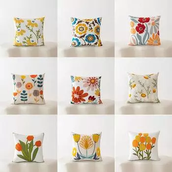 Декоративная наволочка с цветочным узором для дивана в машину, квадратная наволочка для подушки 40x40cm
