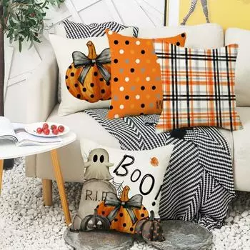 Декоративная наволочка с изображением Хэллоуина и Дня мертвых, мультяшная тыква, наволочка для дивана и спальни, не включает в себя наволочку 45*45cm