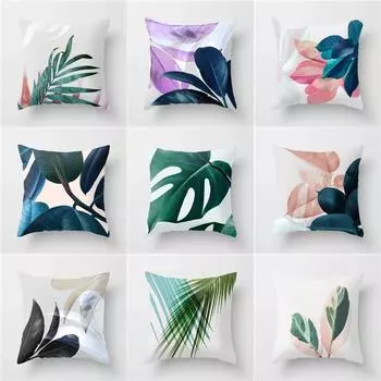 Декоративная наволочка с рисунком листьев в стиле Ins для гостиной, спальни, квадратная подушка, наволочка 40x40cm