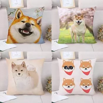 Декоративная наволочка с рисунком сиба-ину для гостиной, офиса, дома, наволочка для автомобиля 40x40cm