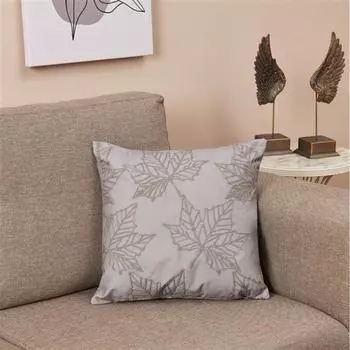 Декоративная подушка Nuvomon с вышивкой в виде листьев, бежевый, 43x43 см