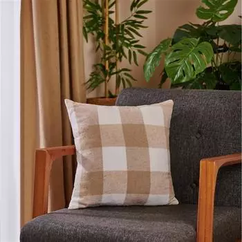 Декоративная подушка Nuvomon в клетку с рисунком Бежевый 40x40 см