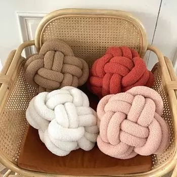 Декоративная подушка с полным наполнением, хорошим отскоком, не линяет, не легко выцветает, ручное вязание, декоративная подушка с китайским узлом, кукла, офисный декор жёлтый