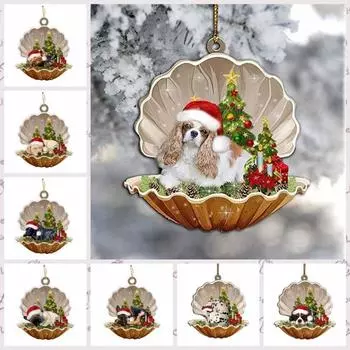 Декоративная подвеска в виде собаки на рождественскую елку, акриловый брелок в виде собаки на рождественскую вечеринку F