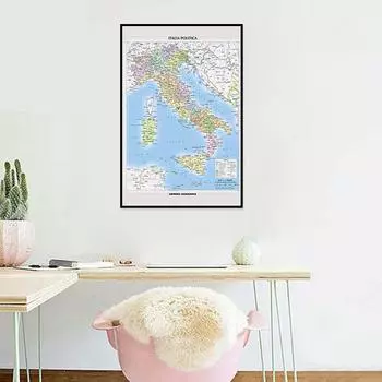 Декоративная подвесная картина Карта Италии Итальянская карта Настенный декор Живопись Художественные плакаты Домашний декор Учебные принадлежности Украшение дома 59*42cm