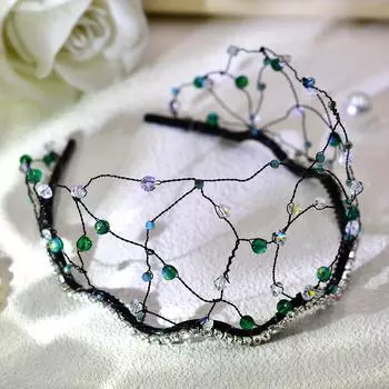 Декоративная повязка на голову со стразами и сеткой, обруч для волос, винтажные аксессуары для волос для женщин и девочек One Size Fits All