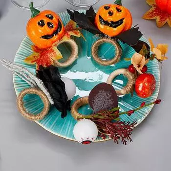 Декоративная пуговица для салфетки на Хэллоуин, новое кольцо для салфеток с тыквой и черепом на Хэллоуин, кольцо для салфеток с пасхальной тыквой и кленовым листом