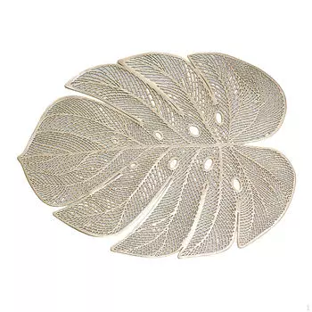 Декоративная ПВХ-подложка для обеденного стола, в форме листа, теплоизоляционная, золотой