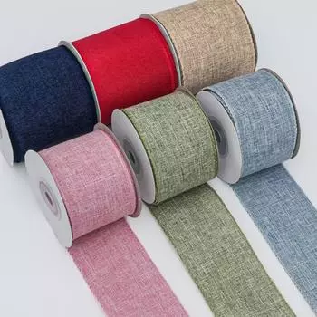 Декоративная романтическая и уютная однотонная рождественская декоративная лента, клетчатая лента, имитация пеньковой ленты, искусственная пеньковая тканая лента с проволочным краем 4.8cm*10 yards