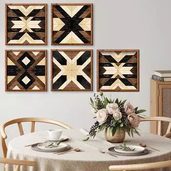 Декоративная роспись Геометрическая деревянная трехмерная деревянная панель с рамкой Декоративная роспись A
