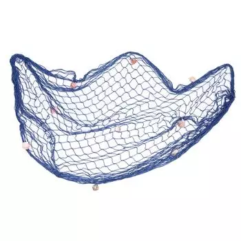 Декоративная рыболовная сеть из хлопка, настенная рыболовная сеть, декор с ракушками для фоторамки синий