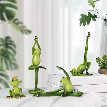 Декоративная с короной Декоративная многоцветная фигурка лягушки в позе йоги Фигурка лягушки B