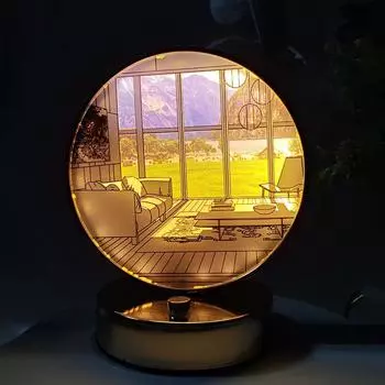 Декоративная светодиодная подсветка зеркала, перезаряжаемая через USB, затемняющая настенная художественная работа, настольная лампа, подарок для внутреннего солнечного света, освещение окна
