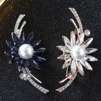 Декоративная универсальная легкая прочная брошь с цветочным принтом на юбилей синий