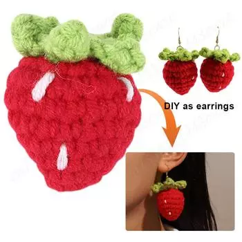 Декоративная вязка крючком клубника кулон пряжа товары для рукоделия самодельный подвесной шарм зеркало автомобиля своими руками вязание товары для рукоделия подарок земляничный