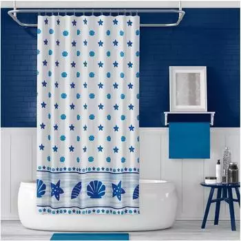 Декоративная занавеска для ванной из полиэстера, занавеска для душа с C-образным кольцом, аксессуары для ванной комнаты 110x200 см