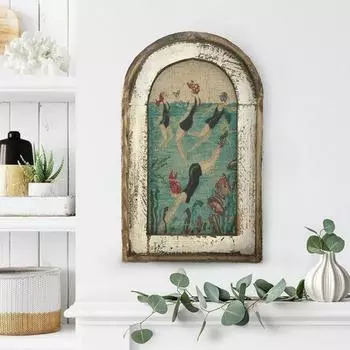 Декоративная живопись Поддельный стиль Стены Окна Эффект Деревянное скандинавское художественное украшение для дома 2