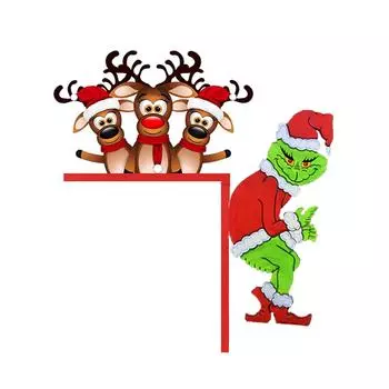 Декоративное деревянное подвесное рождественское украшение в виде оленя для дверной рамы - Рождественские дверные украшения, домашний декор