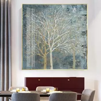 Декоративные картины Сине-белое дерево Современные абстрактные легко повесить клейкие картины Украшения для стен 40cm