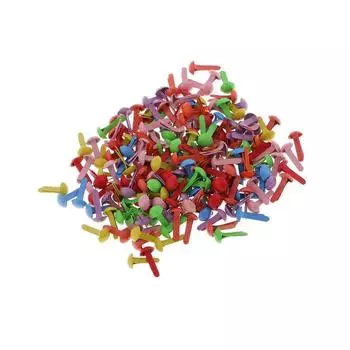 Декоративные металлические гвоздики с круглой головкой 100 шт. для бумажного творчества и скрапбукинга 5x11 мм, цветной ассортимент