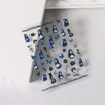 Декоративные мультяшные изображения, сделай сам, гравировка на Хэллоуин, 5D, рельефный дизайн ногтей, водная наклейка для женщин, наклейка с гравировкой на ногти 1pc