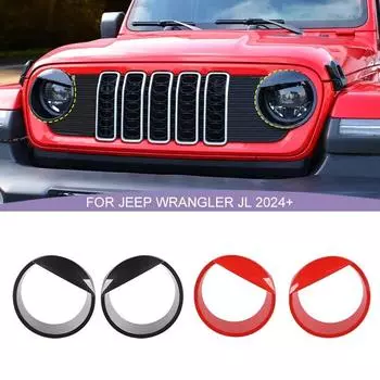 Декоративные наклейки на фары ABS, панель для Jeep Wrangler JL, JT Gladiator 2024 года, внешние аксессуары с принтом из углеродного волокна красный
