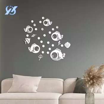 Декоративные наклейки на стену из акрила Xiaoyu толщиной 1 мм для гостиной, дома, стены, креативный макет, зеркальные наклейки