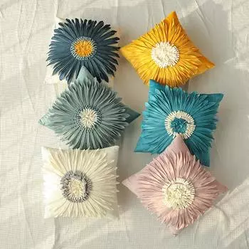 Декоративные наволочки, мягкие чехлы на подушки с 3d цветами для гостиной, домашний декор для отеля, наволочки с ромашкой и подсолнухом