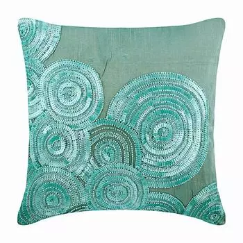 Декоративные наволочки The HomeCentric, синие спиральные блестки, наволочка из бисера, художественные шелковые наволочки, геометрические круги и точки - утренняя роса 14 x 14 inch синий