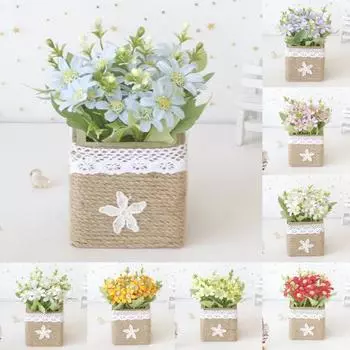 Декоративные неувядающие практичные яркие искусственные шелковые имитационные горшечные растения поддельные горшечные растения