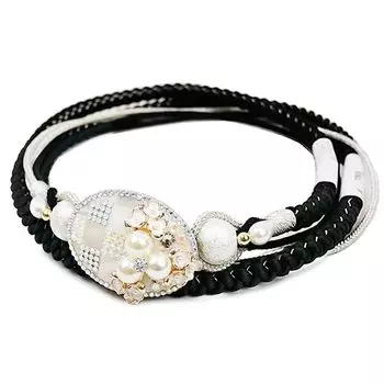 Декоративные Obijime для Pure Made in Pearl Removable [Kyoto Usagido] Oj-021 Furisode, шелк, Япония, бисер, стразы, (Черный, 167) чёрный