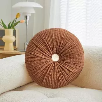 Декоративные подушки в европейском стиле, легкие, роскошные, однотонные, в форме колеса, круглый стул ручной работы, офисные подушки, диванная подушка, футон бежевый