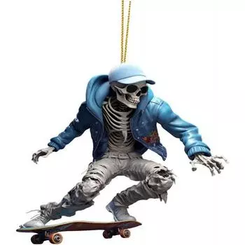 Декоративный акриловый аксессуар для автомобиля в виде скелета, красочный мультяшный брелок для украшения на Хэллоуин и праздники 1