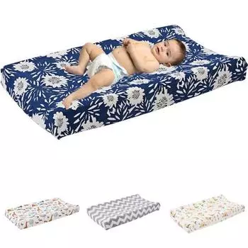 Декоративный чехол для детской кроватки, противообрастающий съемный чехол для постельного белья с цветочным/волнистым принтом, товары для дома темно-синий