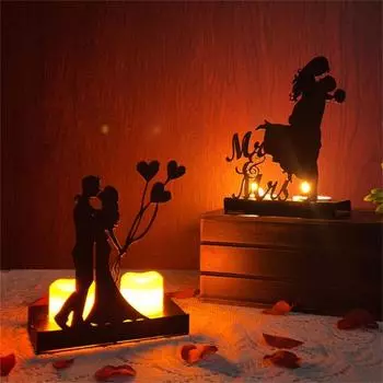 Декоративный черный подсвечник современный держатель металлическая подставка для Дня святого Валентина Рождество свадьба столовая