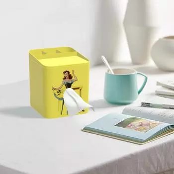 Декоративный держатель для бумажных салфеток Yousheng со съемной крышкой, большая емкость, уникальный дизайн, украшение для стола жёлтый