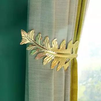 Декоративный держатель для штор из металла в форме листа для гостиной, настенные крючки, подхват для штор серебряный