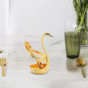 Декоративный держатель для столовых приборов в форме лебедя серебряный