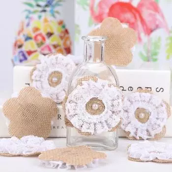 Декоративный джутовый искусственный цветок, изысканная имитация льна ручной работы 15