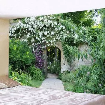 Декоративный гобелен с имитацией двери и цветочным узором, мебель для спальни, общежития, декоративный гобелен 100x75cm