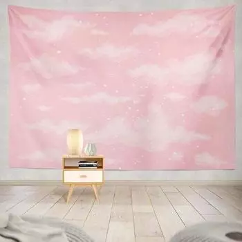Декоративный гобелен с розовым небом, милое небо, розовое небо, облака, воздушный фон, красивый яркий дневной настенный гобелен 100x75cm