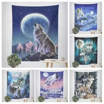Декоративный гобелен «Волчья стая» для домашнего декора, офисной гостиной, гобелен 100x75cm