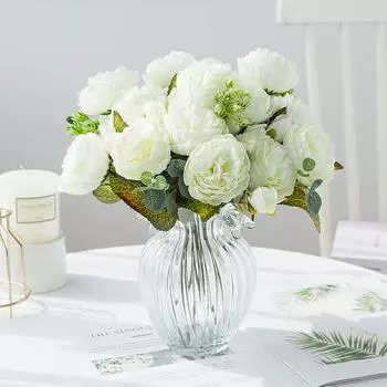 Декоративный искусственный шелковый цветок, потрясающий, не увядающий, настенный искусственный цветок пиона, ложный букет