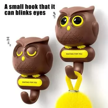 Декоративный крючок для ключей в виде совы, легко устанавливается, автоматически открывается и закрывается, настенный крючок в виде совы, вешалка для ключей и полотенец, офисный декор белый