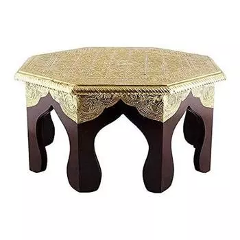 Декоративный латунный табурет Bajot Chowki ручной работы 35,56 см с дизайном Bajot Pooja Mandir Stool